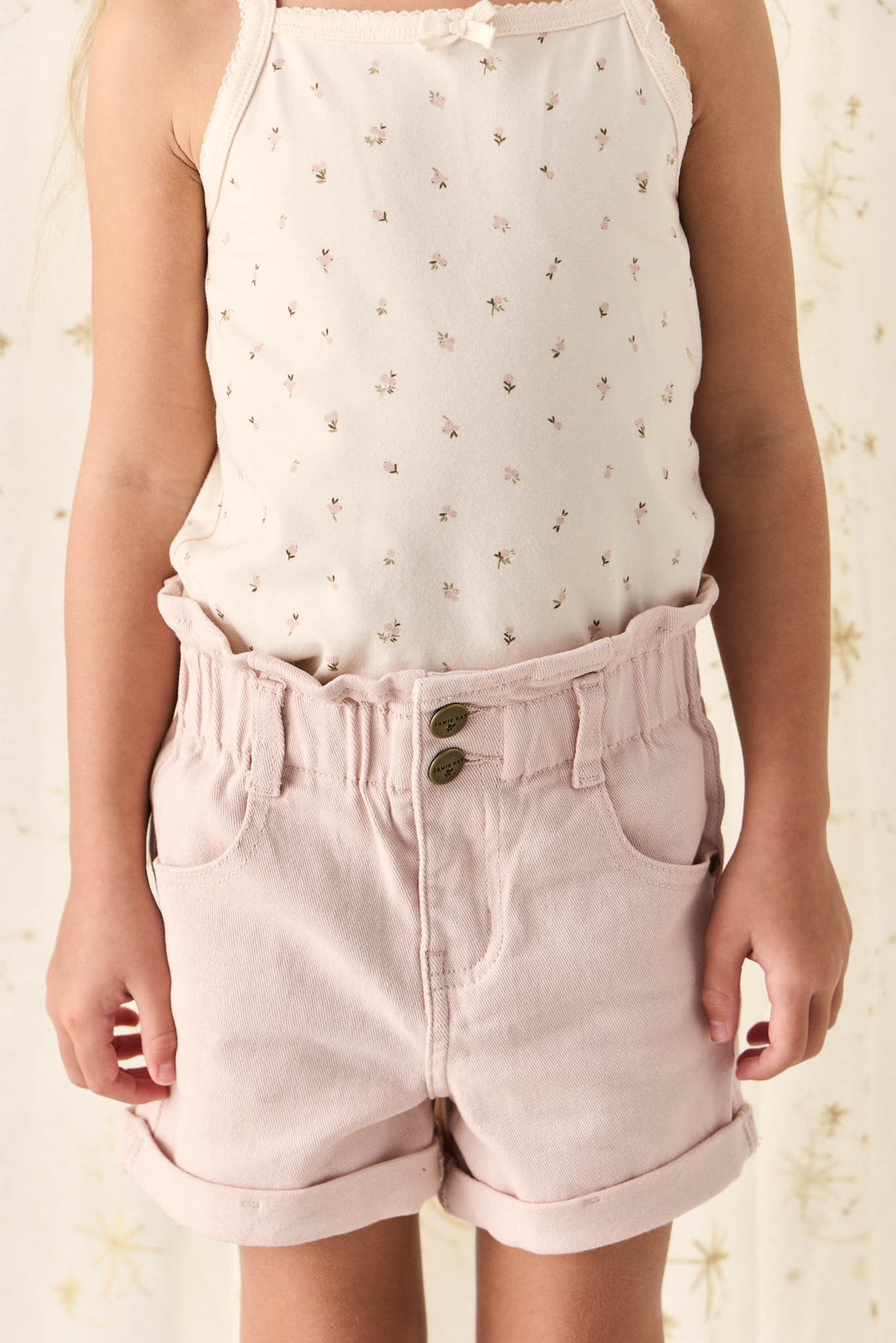 Organic Cotton Singlet - Ditsy Berry Rose Childrens Singlet from Jamie Kay NZ