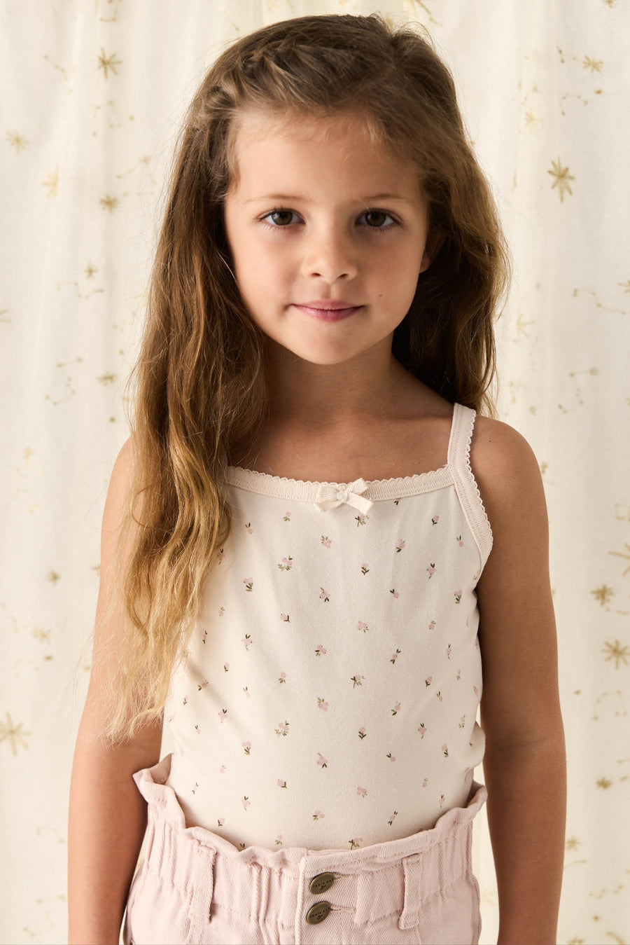 Organic Cotton Singlet - Ditsy Berry Rose Childrens Singlet from Jamie Kay NZ