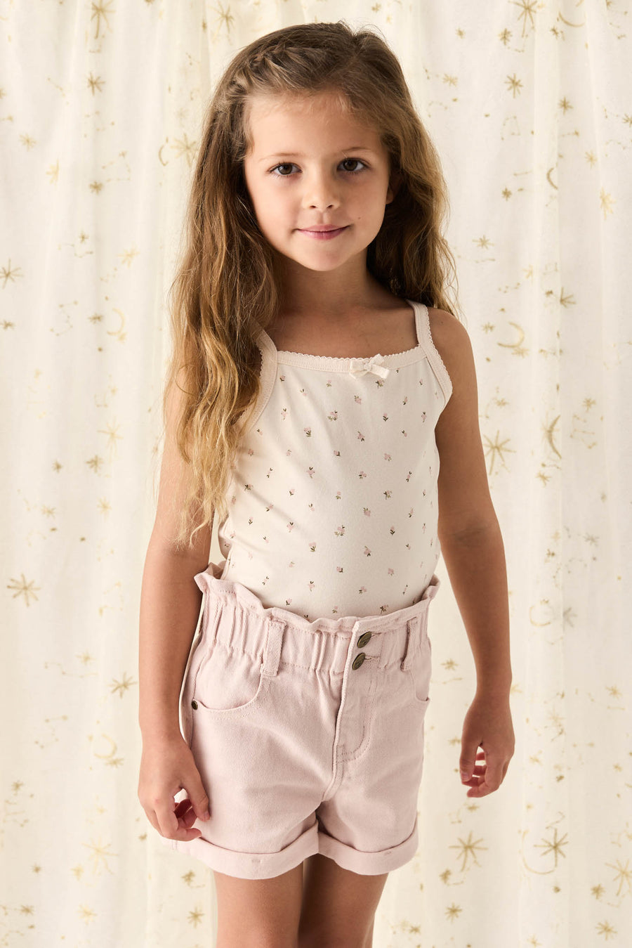 Organic Cotton Singlet - Ditsy Berry Rose Childrens Singlet from Jamie Kay NZ