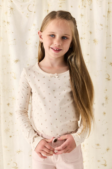 Organic Cotton Long Sleeve Top - Ditsy Berry Rose Childrens Top from Jamie Kay NZ