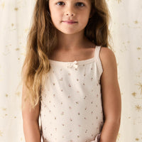 Organic Cotton Singlet - Ditsy Berry Rose Childrens Singlet from Jamie Kay NZ