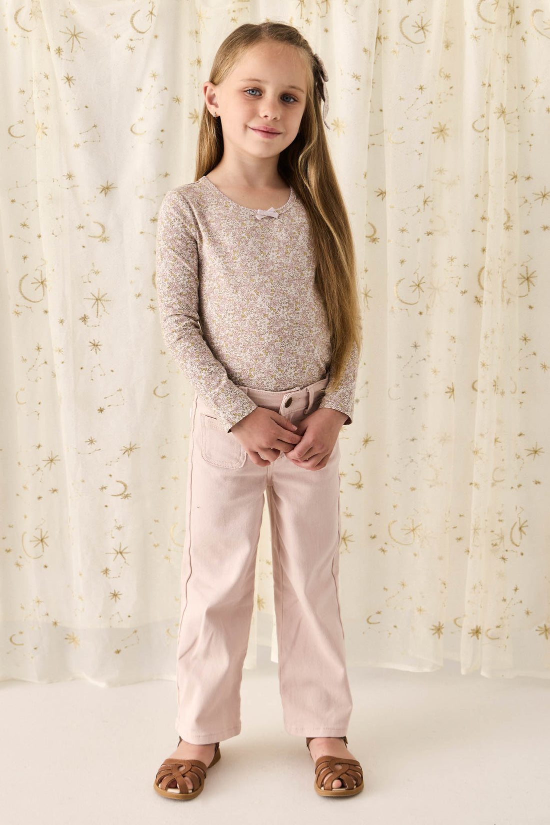 Organic Cotton Long Sleeve Top - Chloe Lilac Childrens Top from Jamie Kay NZ