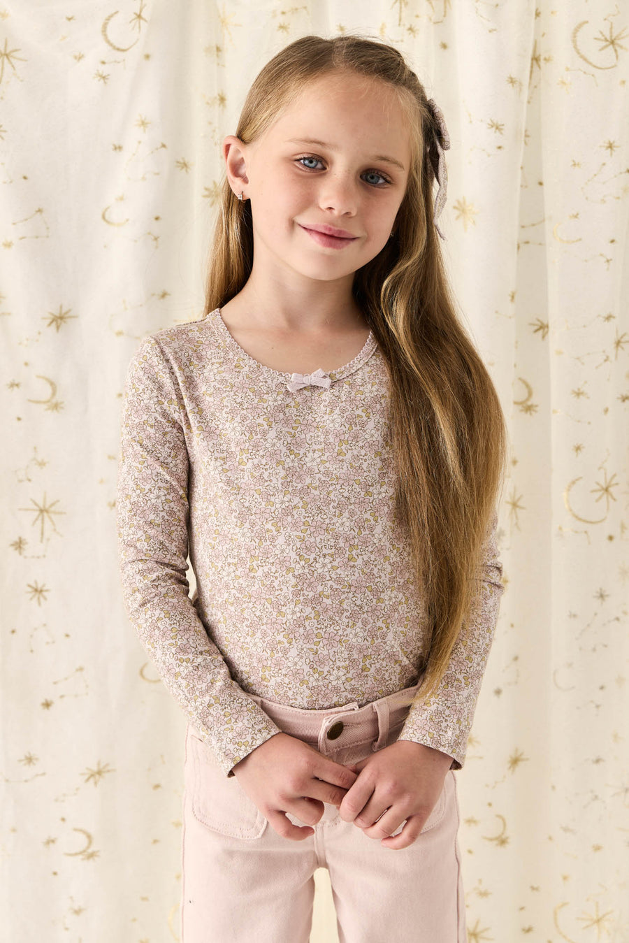 Organic Cotton Long Sleeve Top - Chloe Lilac Childrens Top from Jamie Kay NZ