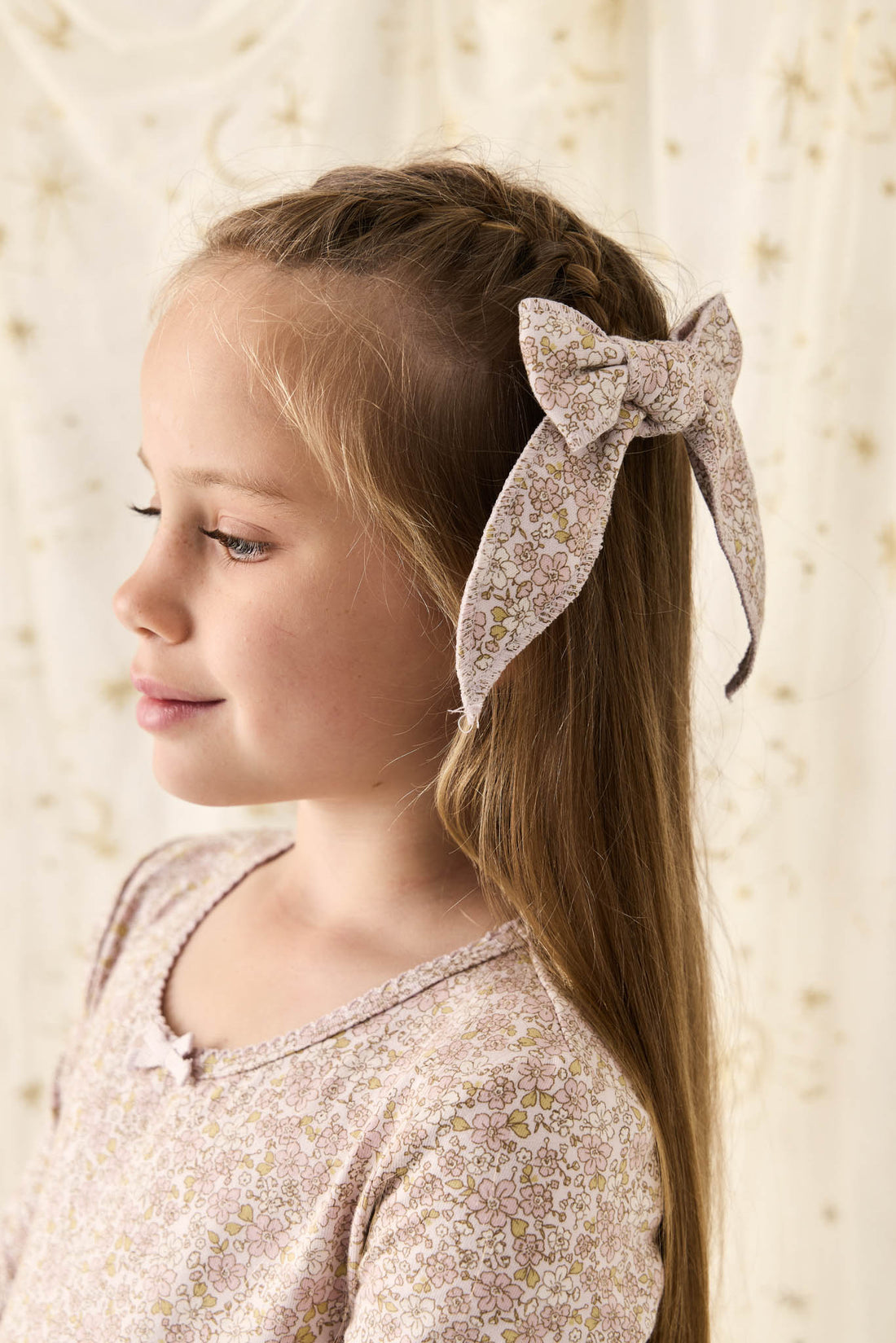 Organic Cotton Bow - Chloe Lilac Childrens Bow from Jamie Kay NZ