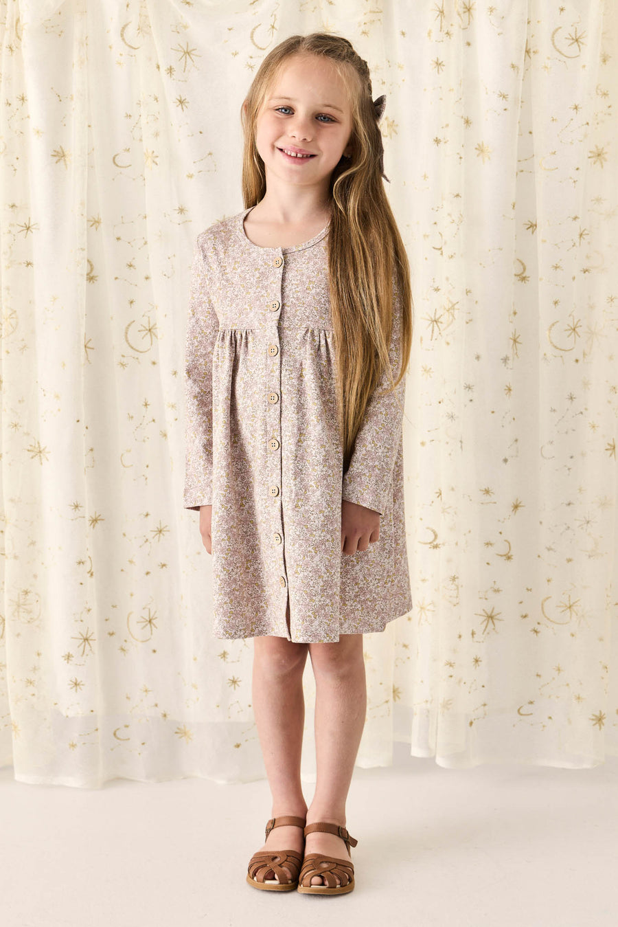 Organic Cotton Poppy Dress - Chloe Lilac Childrens Dress from Jamie Kay NZ