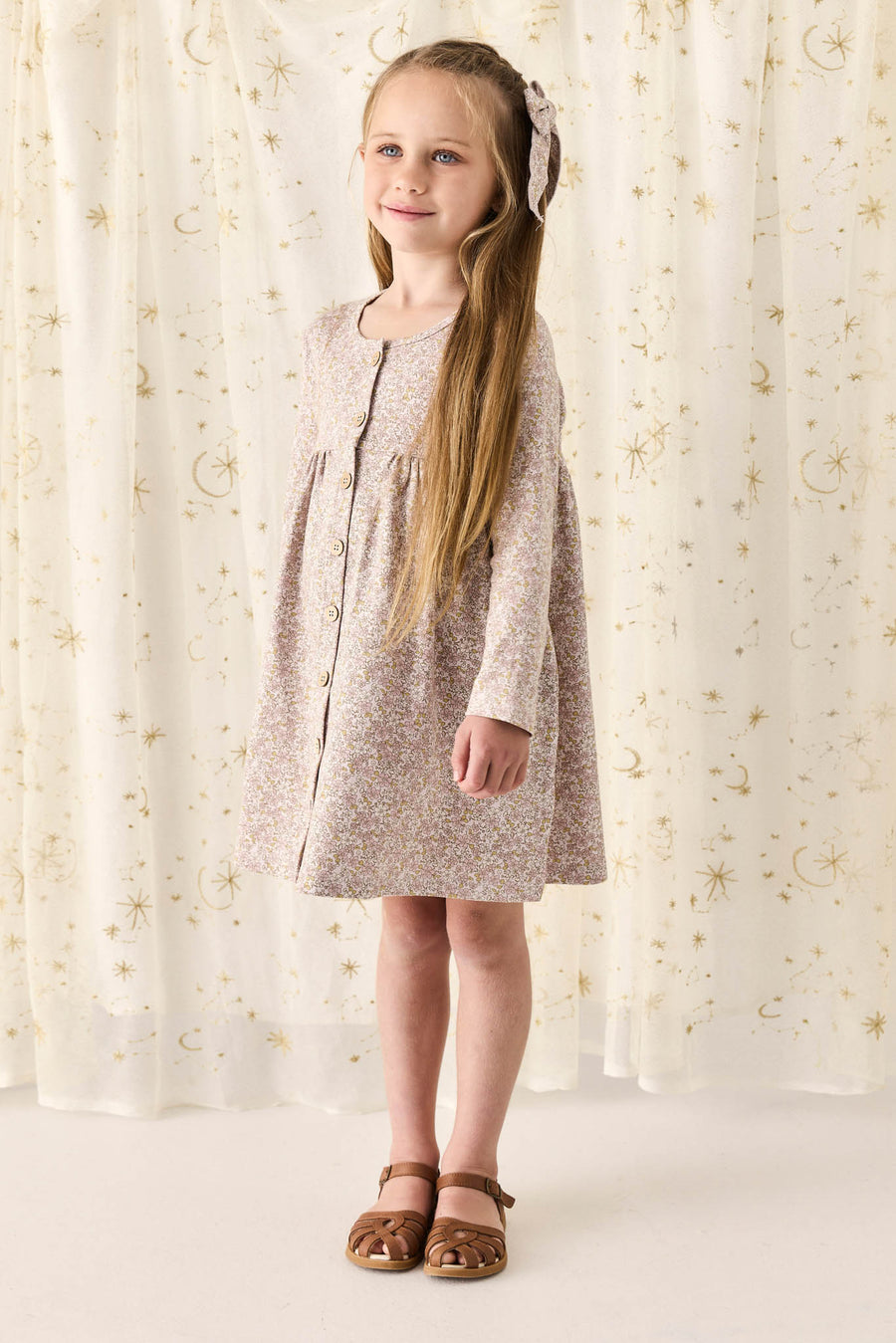 Organic Cotton Poppy Dress - Chloe Lilac Childrens Dress from Jamie Kay NZ