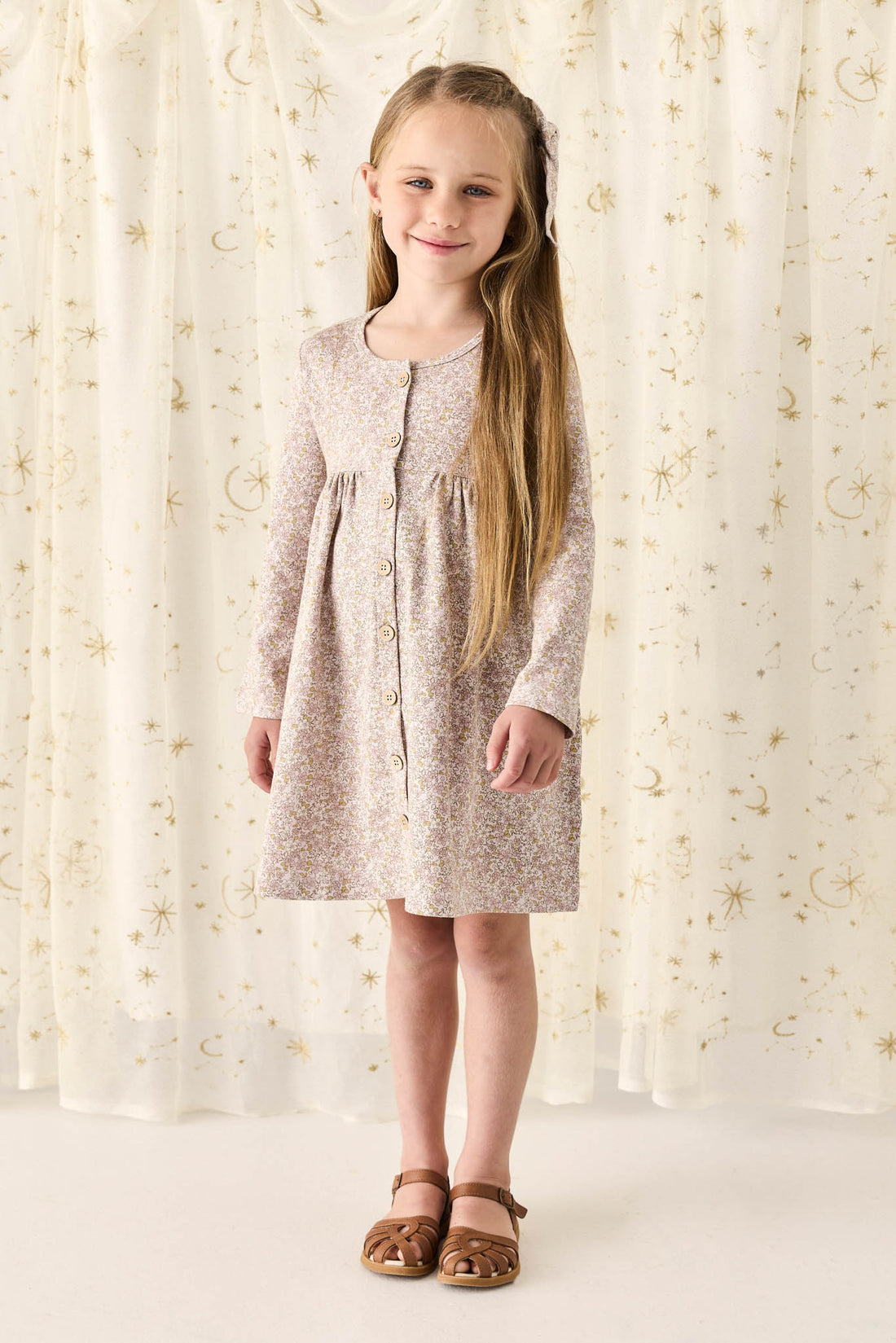 Organic Cotton Poppy Dress - Chloe Lilac Childrens Dress from Jamie Kay NZ