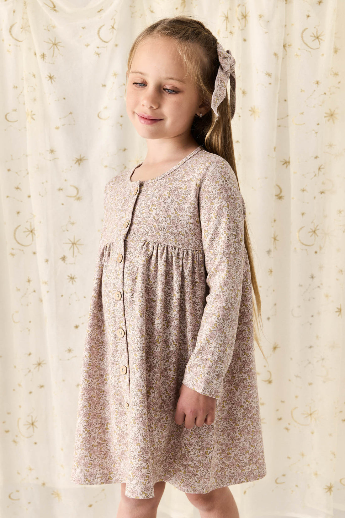 Organic Cotton Poppy Dress - Chloe Lilac Childrens Dress from Jamie Kay NZ