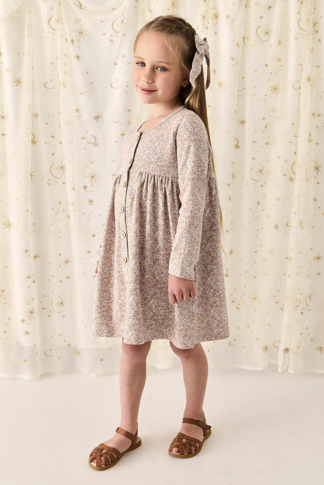 Organic Cotton Poppy Dress - Chloe Lilac Childrens Dress from Jamie Kay NZ