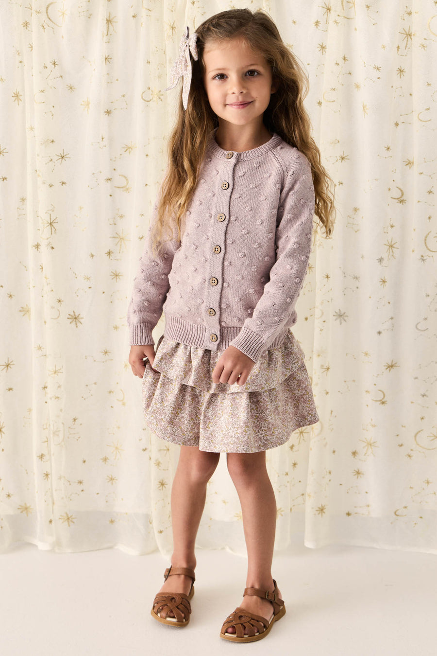 Simple Dotty Cardigan - Violet Marle Childrens Cardigan from Jamie Kay NZ