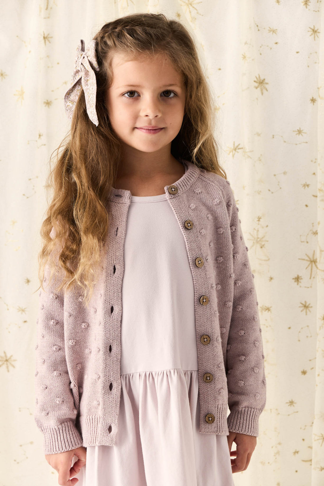 Simple Dotty Cardigan - Violet Marle Childrens Cardigan from Jamie Kay NZ