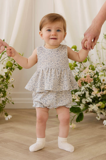 Organic Cotton Frill Bloomer - Tully Grey Childrens Bloomer from Jamie Kay NZ