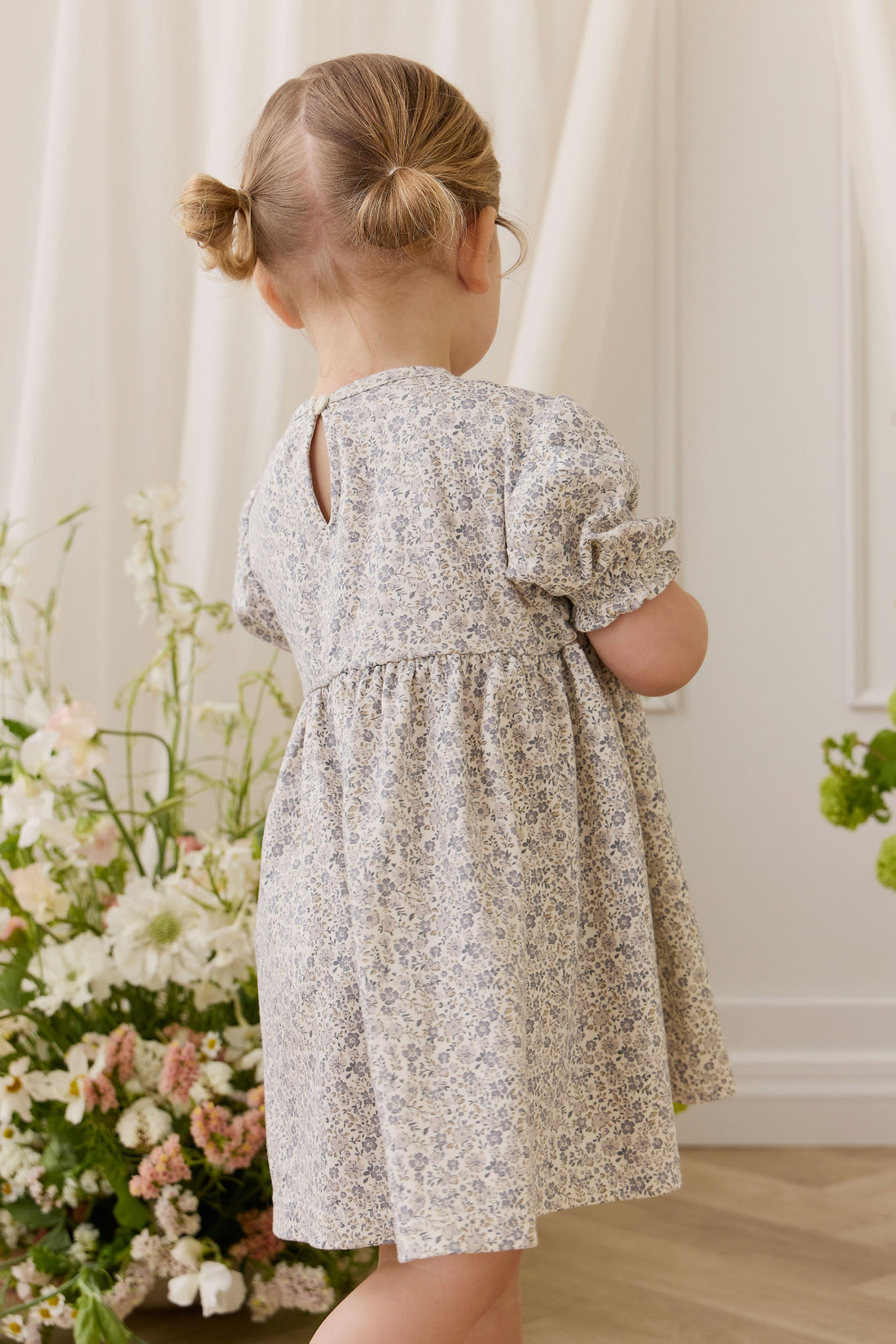 Organic Cotton Penny Dress - Tully Grey Childrens Dress from Jamie Kay NZ