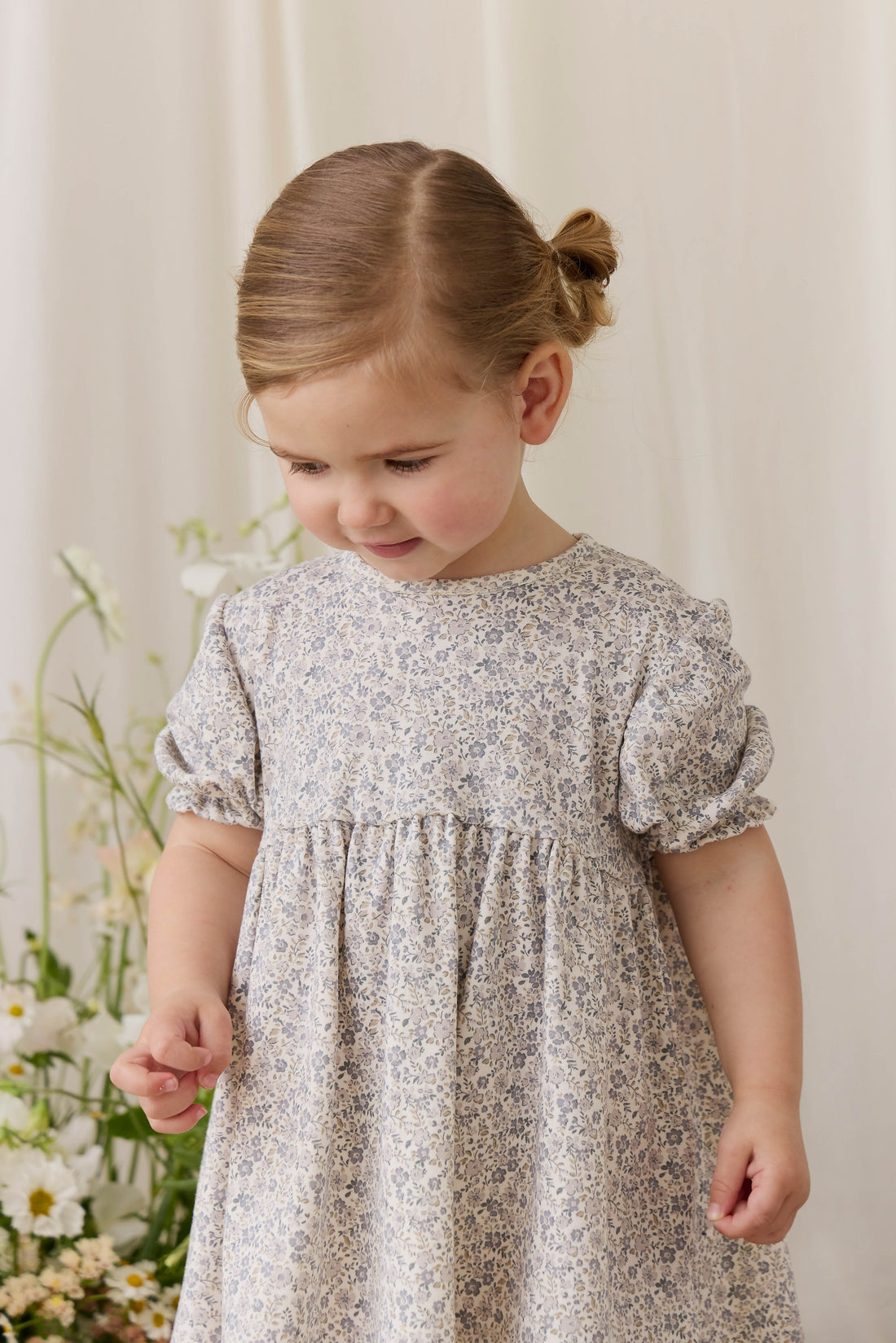 Organic Cotton Penny Dress - Tully Grey Childrens Dress from Jamie Kay NZ