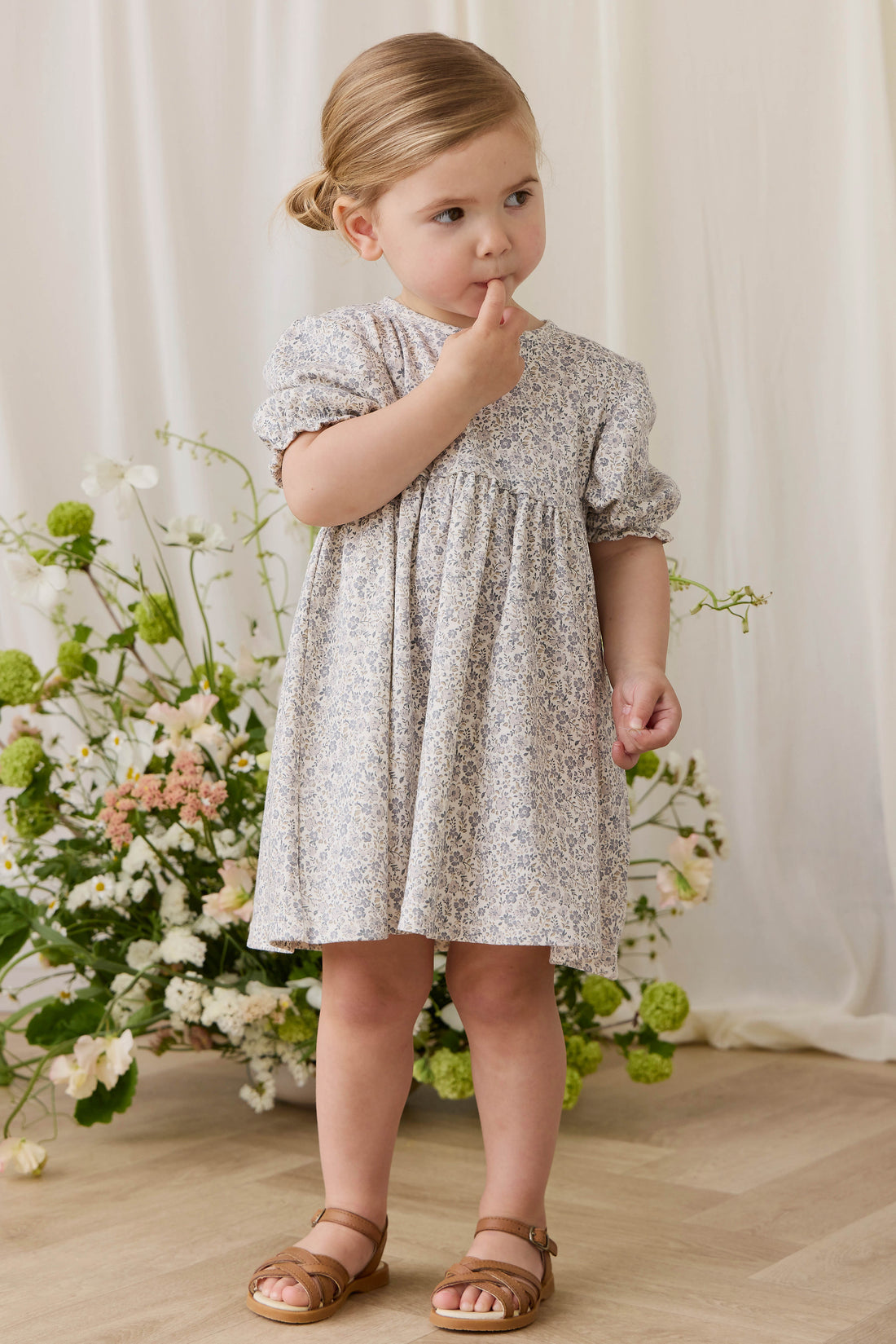 Organic Cotton Penny Dress - Tully Grey Childrens Dress from Jamie Kay NZ