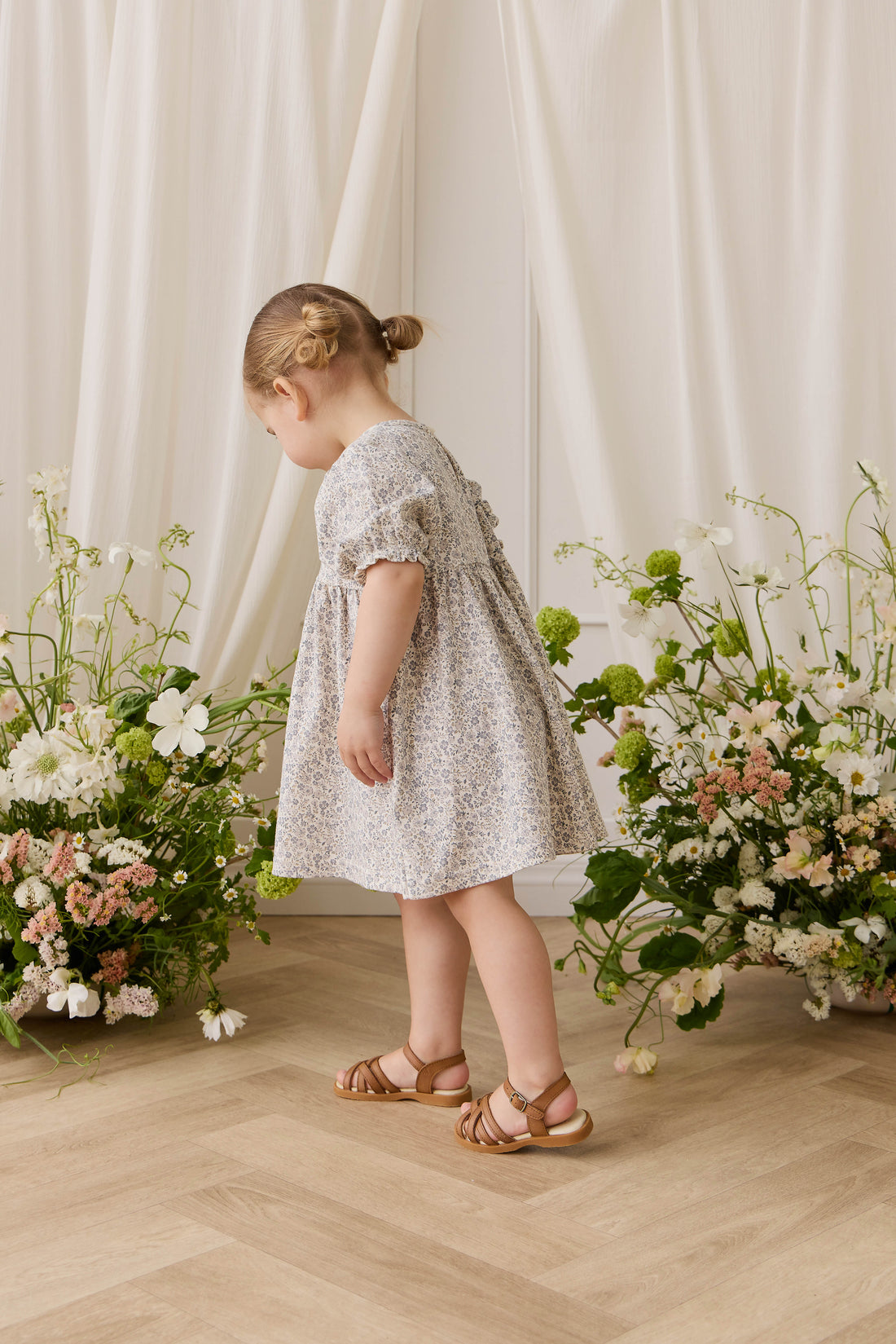 Organic Cotton Penny Dress - Tully Grey Childrens Dress from Jamie Kay NZ