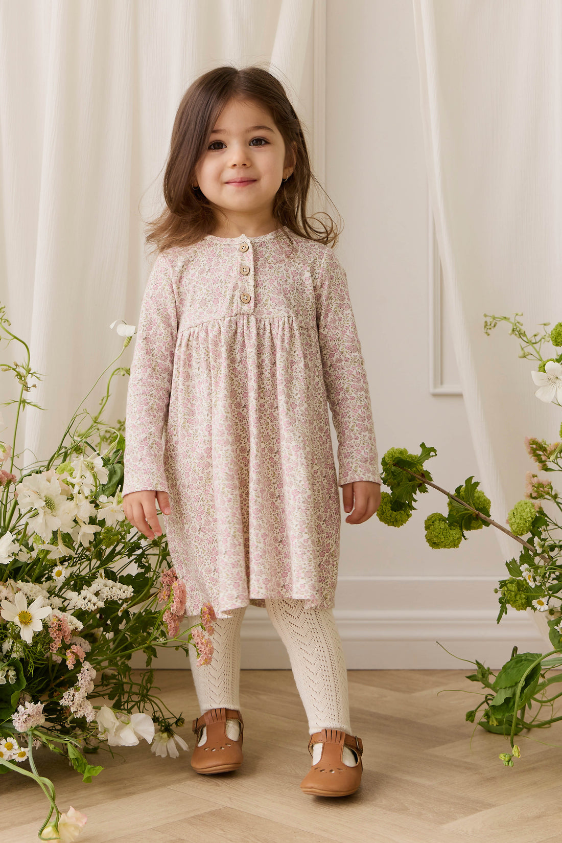 Organic Cotton Bridget Dress - Tully Mauve Childrens Dress from Jamie Kay NZ
