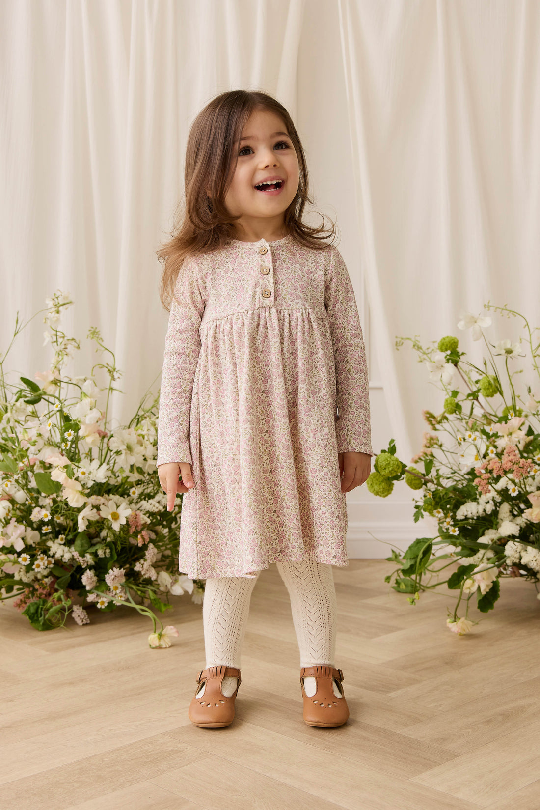 Organic Cotton Bridget Dress - Tully Mauve Childrens Dress from Jamie Kay NZ
