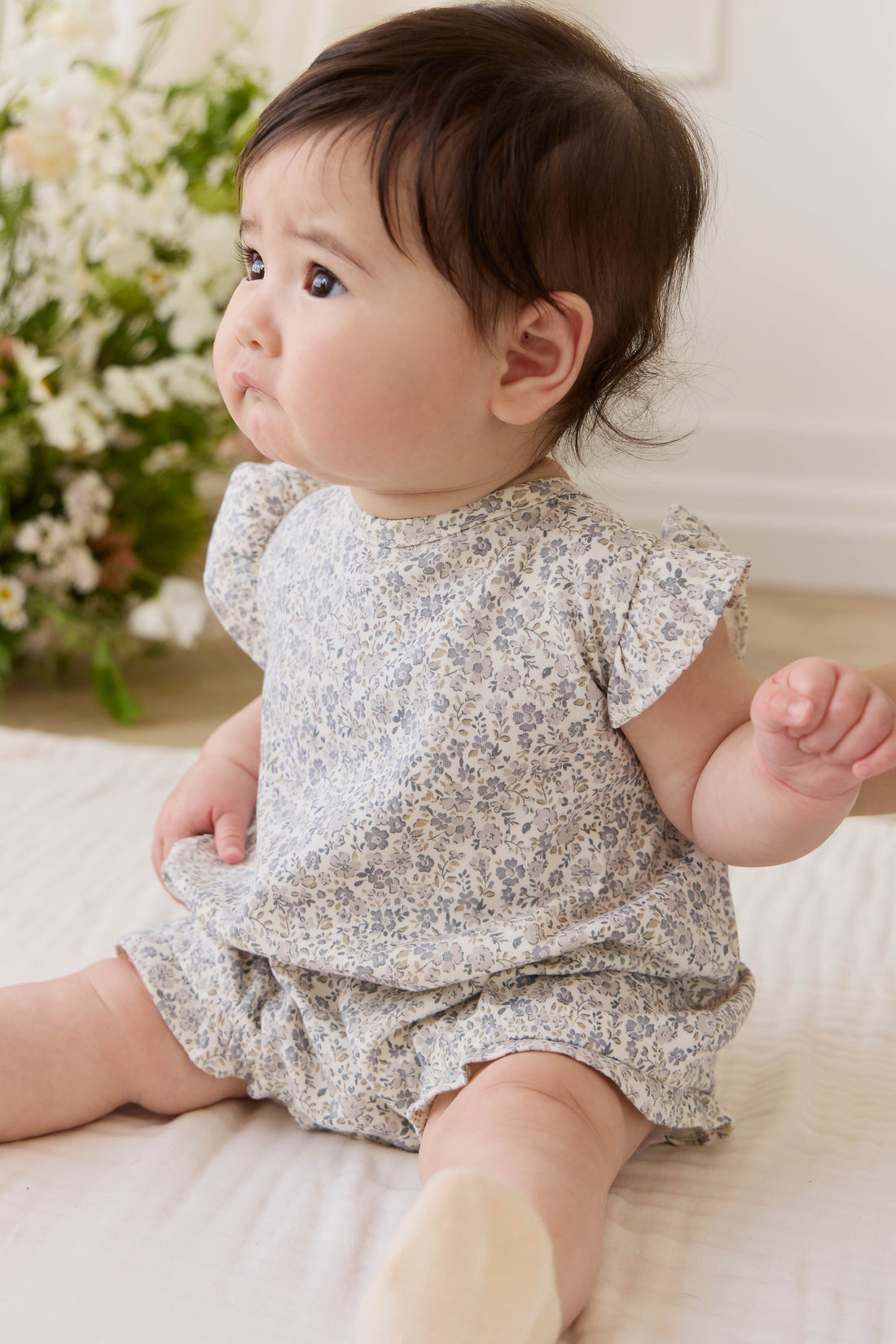 Organic Cotton Adrienne Playsuit - Tully Grey Childrens Playsuit from Jamie Kay NZ
