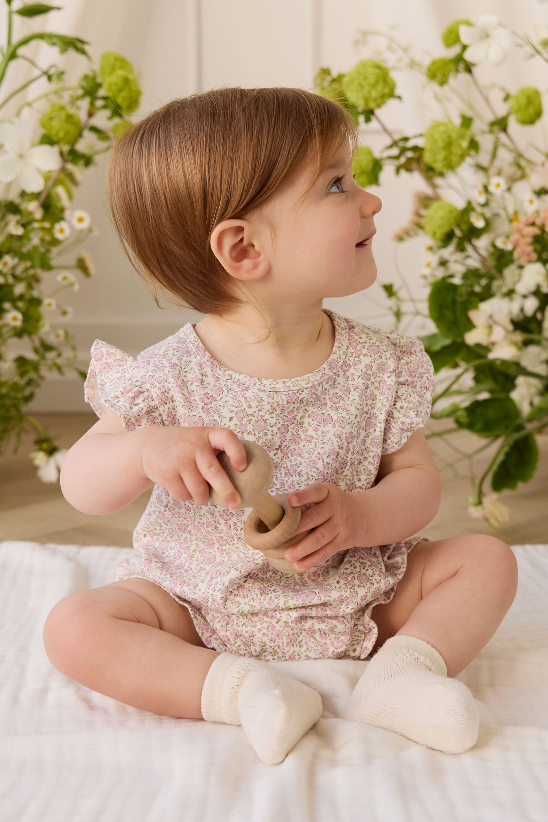 Organic Cotton Adrienne Playsuit - Tully Mauve Childrens Playsuit from Jamie Kay NZ
