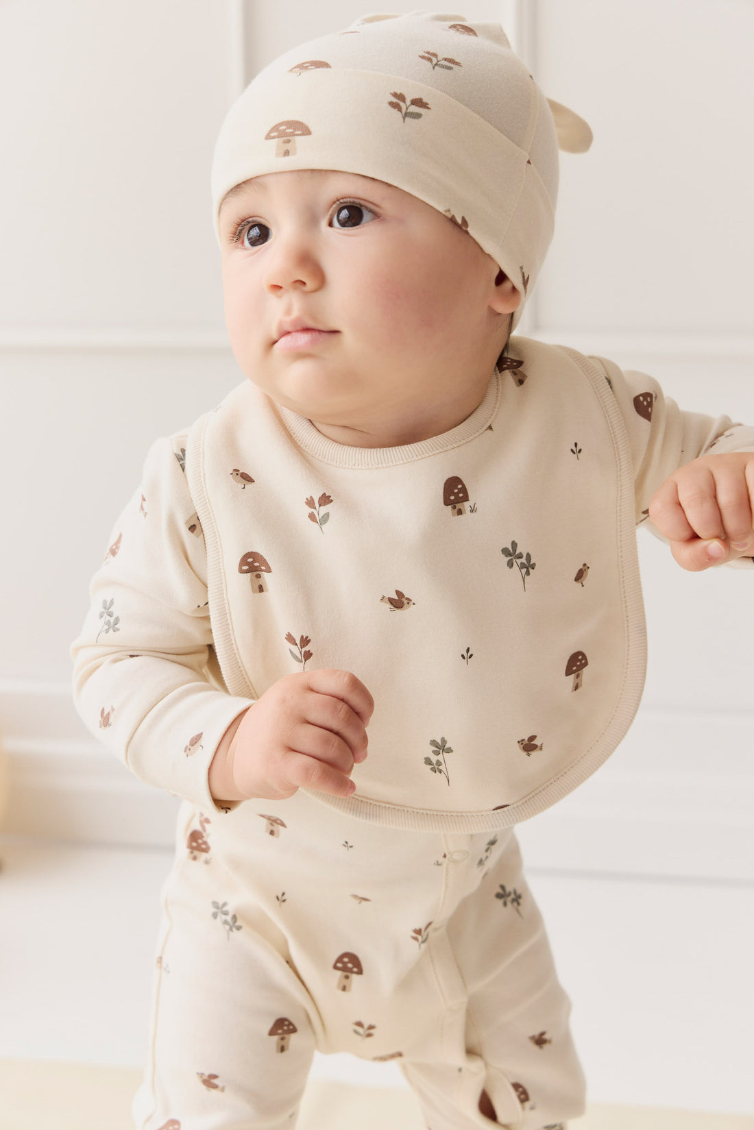 Organic Cotton Bib - Le Champignon Childrens Bib from Jamie Kay NZ