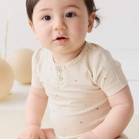 Organic Cotton Modal Darcy Tee Bodysuit - Milky Way Buff Childrens Bodysuit from Jamie Kay NZ