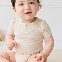 Organic Cotton Modal Darcy Tee Bodysuit - Milky Way Buff Childrens Bodysuit from Jamie Kay NZ