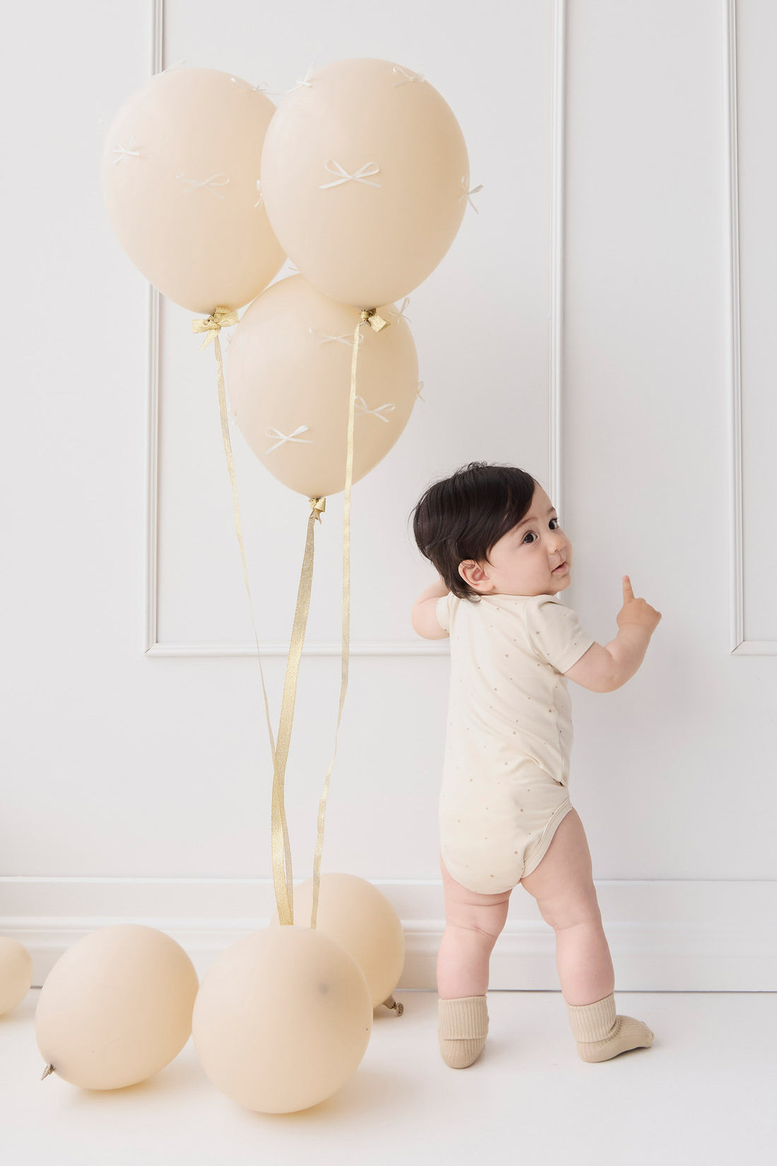 Organic Cotton Modal Darcy Tee Bodysuit - Milky Way Buff Childrens Bodysuit from Jamie Kay NZ