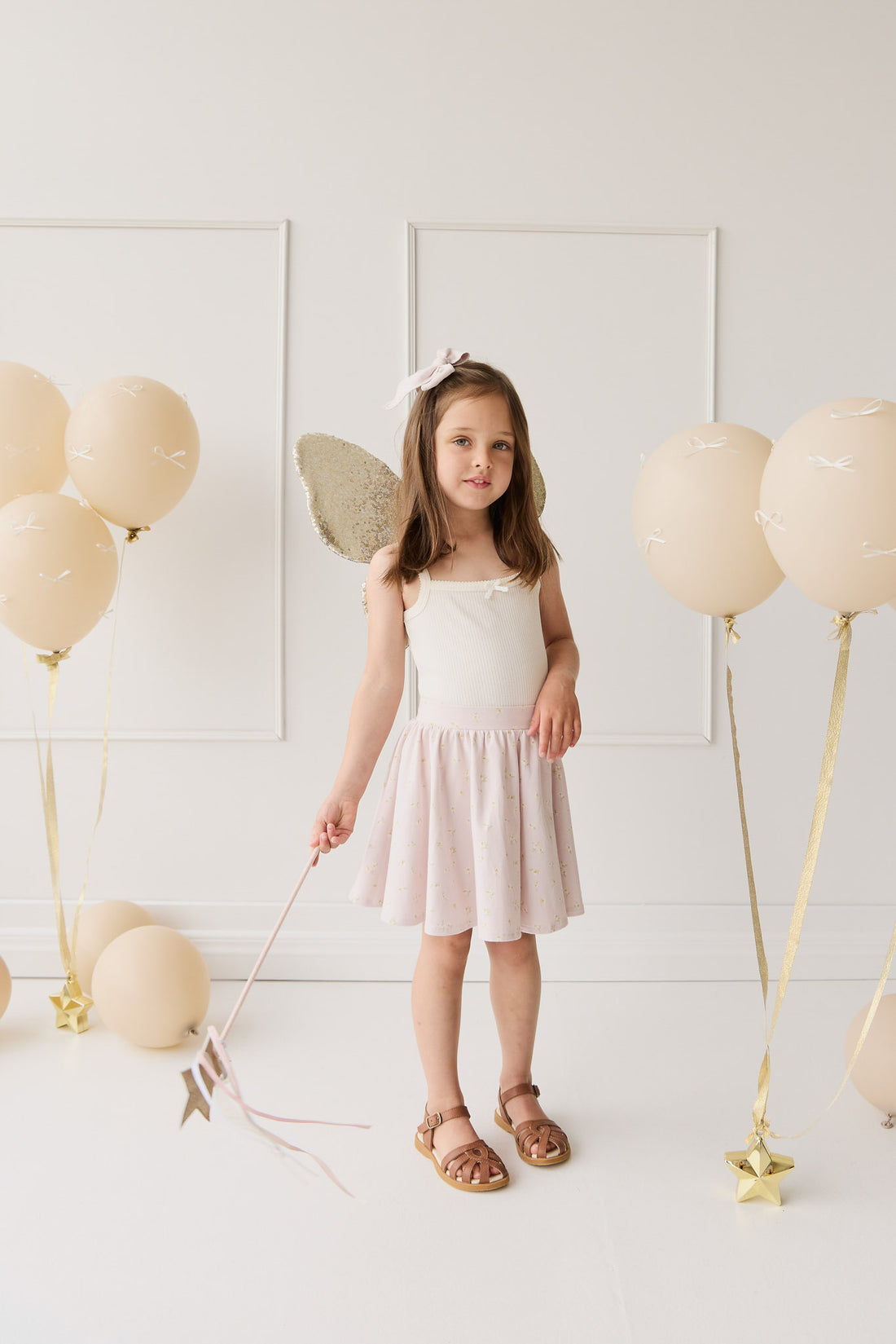 Organic Cotton Meadow Skirt - Simple Flowers Lilac Childrens Skirt from Jamie Kay NZ