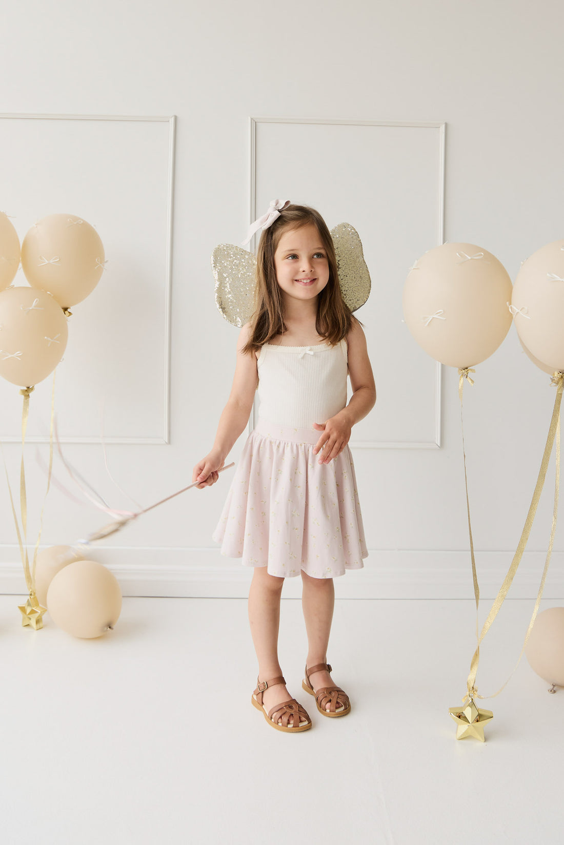 Organic Cotton Meadow Skirt - Simple Flowers Lilac Childrens Skirt from Jamie Kay NZ