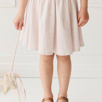 Organic Cotton Meadow Skirt - Simple Flowers Lilac Childrens Skirt from Jamie Kay NZ