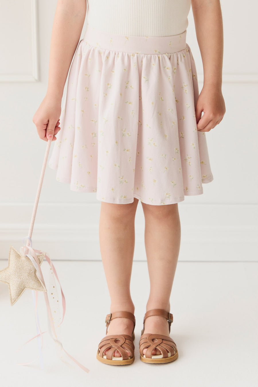 Organic Cotton Meadow Skirt - Simple Flowers Lilac Childrens Skirt from Jamie Kay NZ