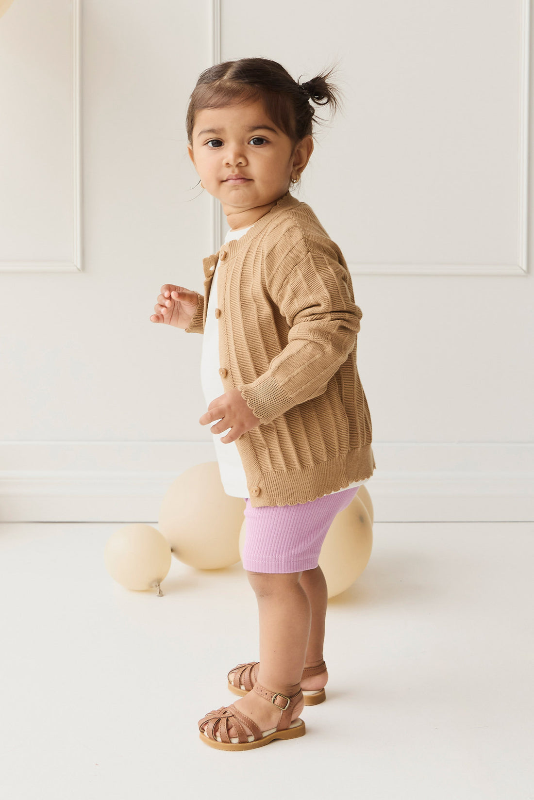 Emily Knitted Cardigan - Caramel Cream Childrens Cardigan from Jamie Kay NZ