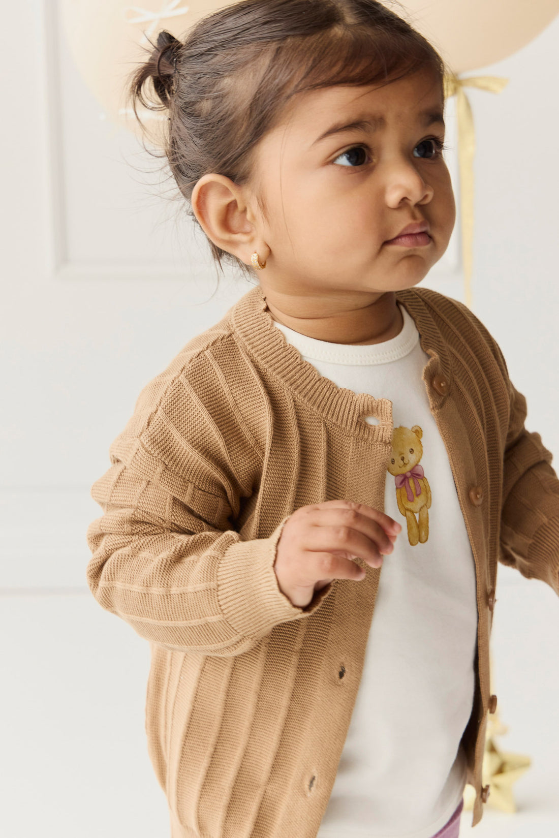 Emily Knitted Cardigan - Caramel Cream Childrens Cardigan from Jamie Kay NZ