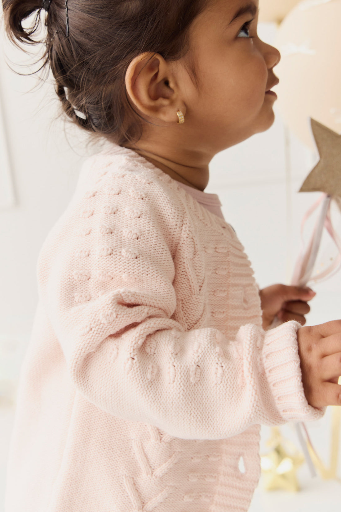 Cable Knitted Jumper - Ballet Pink Childrens Jumper from Jamie Kay NZ