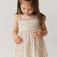 Organic Cotton Maple Singlet - Blueberry Field Raindrops Childrens Singlet from Jamie Kay NZ