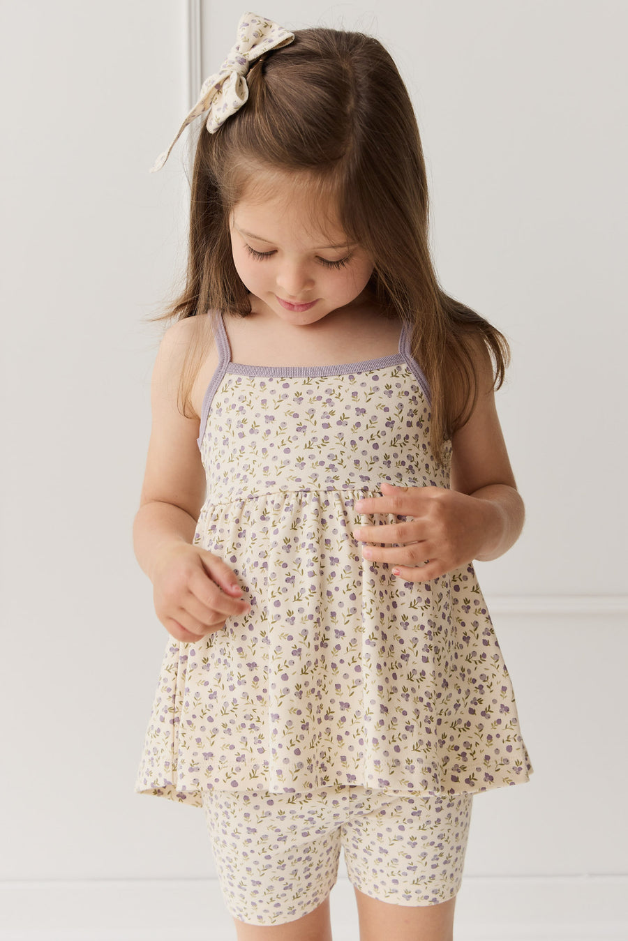 Organic Cotton Maple Singlet - Blueberry Field Raindrops Childrens Singlet from Jamie Kay NZ