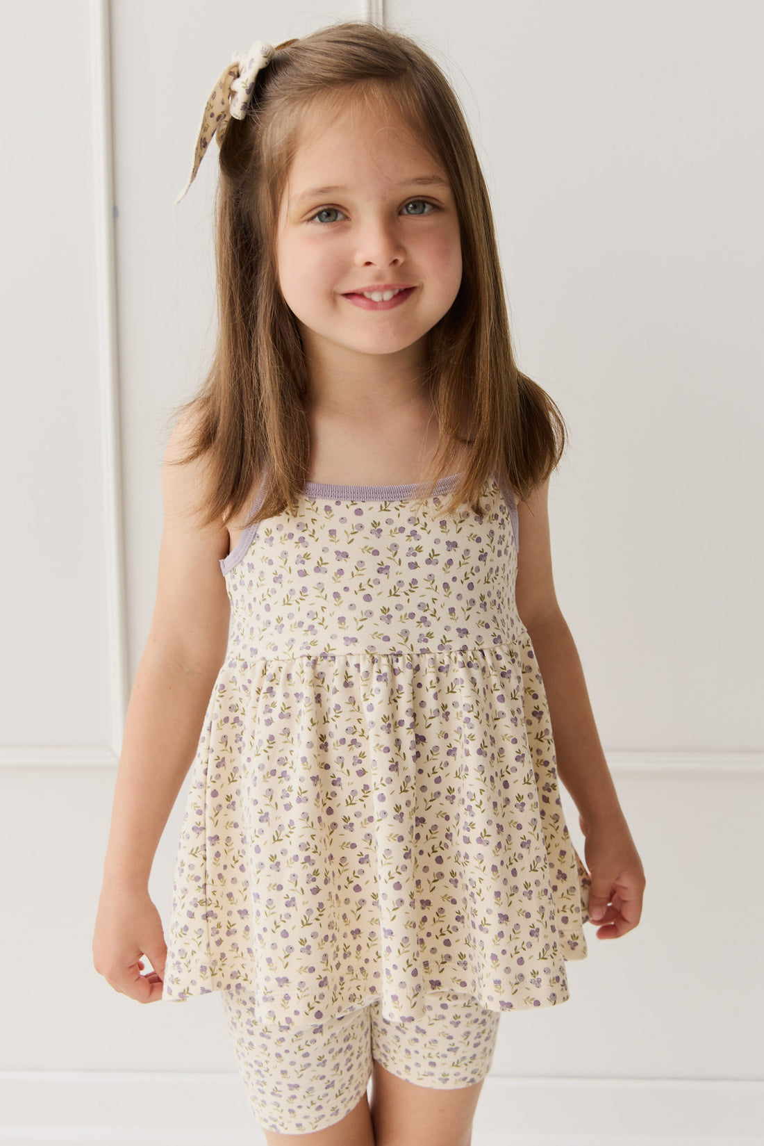 Organic Cotton Maple Singlet - Blueberry Field Raindrops Childrens Singlet from Jamie Kay NZ