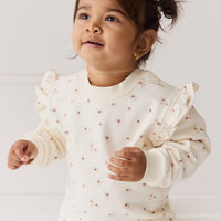 Organic Cotton Maple Sweatshirt - Simple Flowers Egret Childrens Top from Jamie Kay NZ