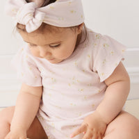 Organic Cotton Sage Onepiece - Simple Flowers Lilac Childrens Onepiece from Jamie Kay NZ