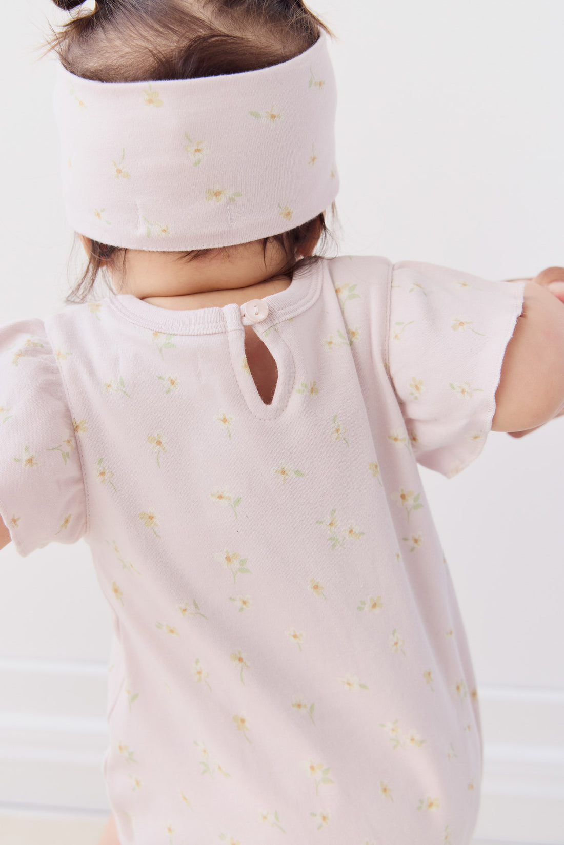 Organic Cotton Sage Onepiece - Simple Flowers Lilac Childrens Onepiece from Jamie Kay NZ