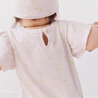 Organic Cotton Sage Onepiece - Simple Flowers Lilac Childrens Onepiece from Jamie Kay NZ