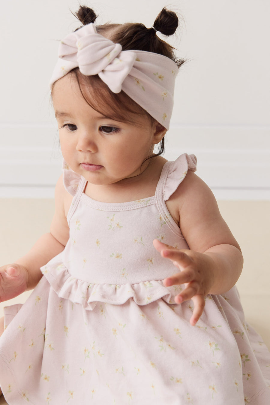 Organic Cotton Headband - Simple Flowers Lilac Childrens Headband from Jamie Kay NZ