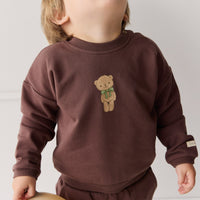 Organic Cotton Damien Sweatshirt - Earth Little Ted Childrens Top from Jamie Kay NZ