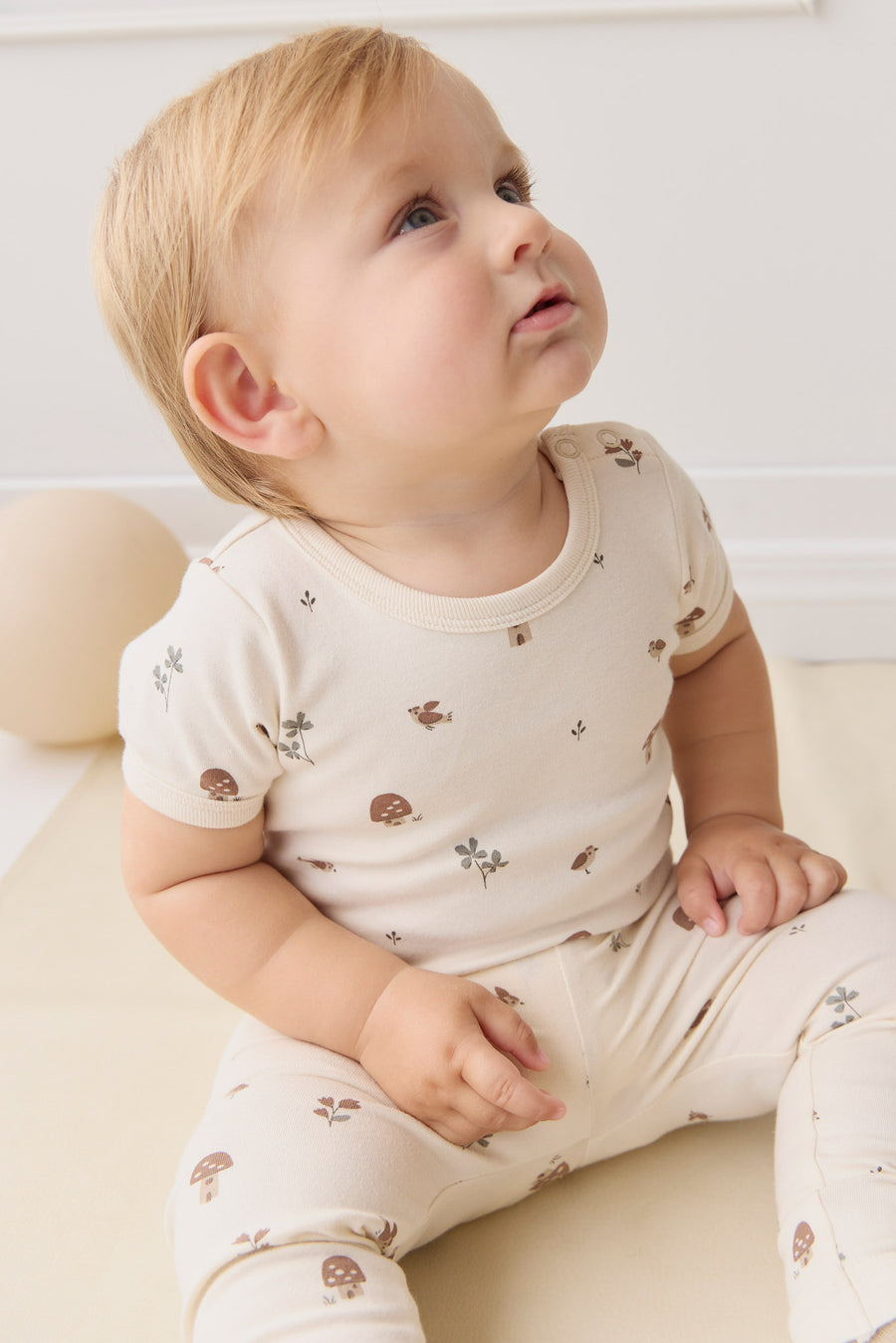 Organic Cotton Hudson Short Sleeve Bodysuit - Le Champignon Childrens Bodysuit from Jamie Kay NZ