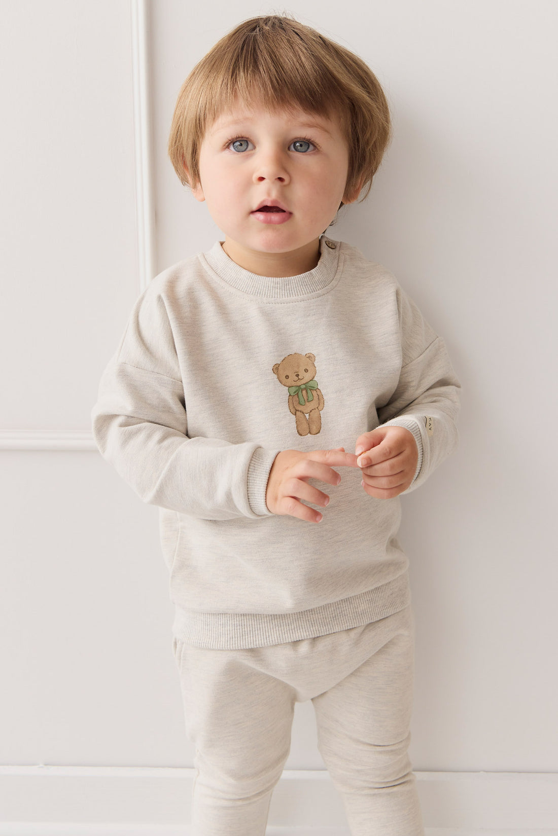 Organic Cotton Morgan Track Pant - Oatmeal Marle Childrens Pant from Jamie Kay NZ