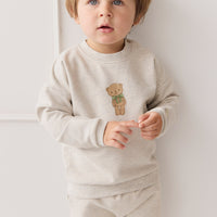 Organic Cotton Morgan Track Pant - Oatmeal Marle Childrens Pant from Jamie Kay NZ