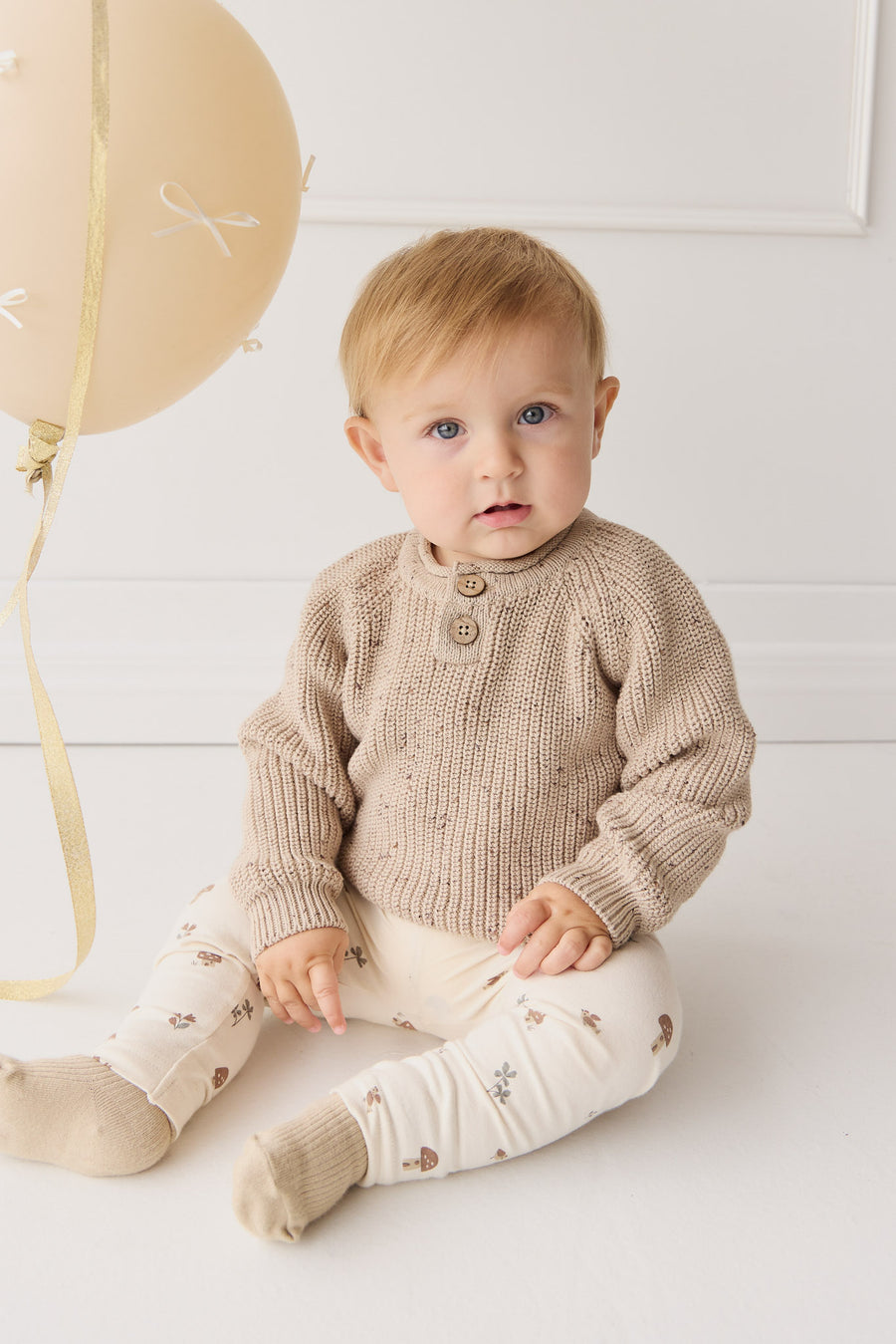 Sam Knitted Jumper - Malt Fleck Childrens Jumper from Jamie Kay NZ