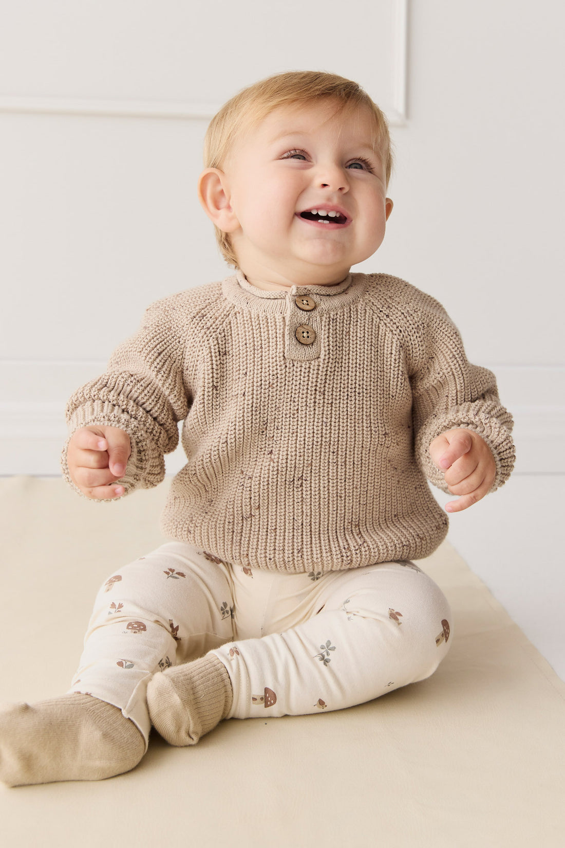 Sam Knitted Jumper - Malt Fleck Childrens Jumper from Jamie Kay NZ