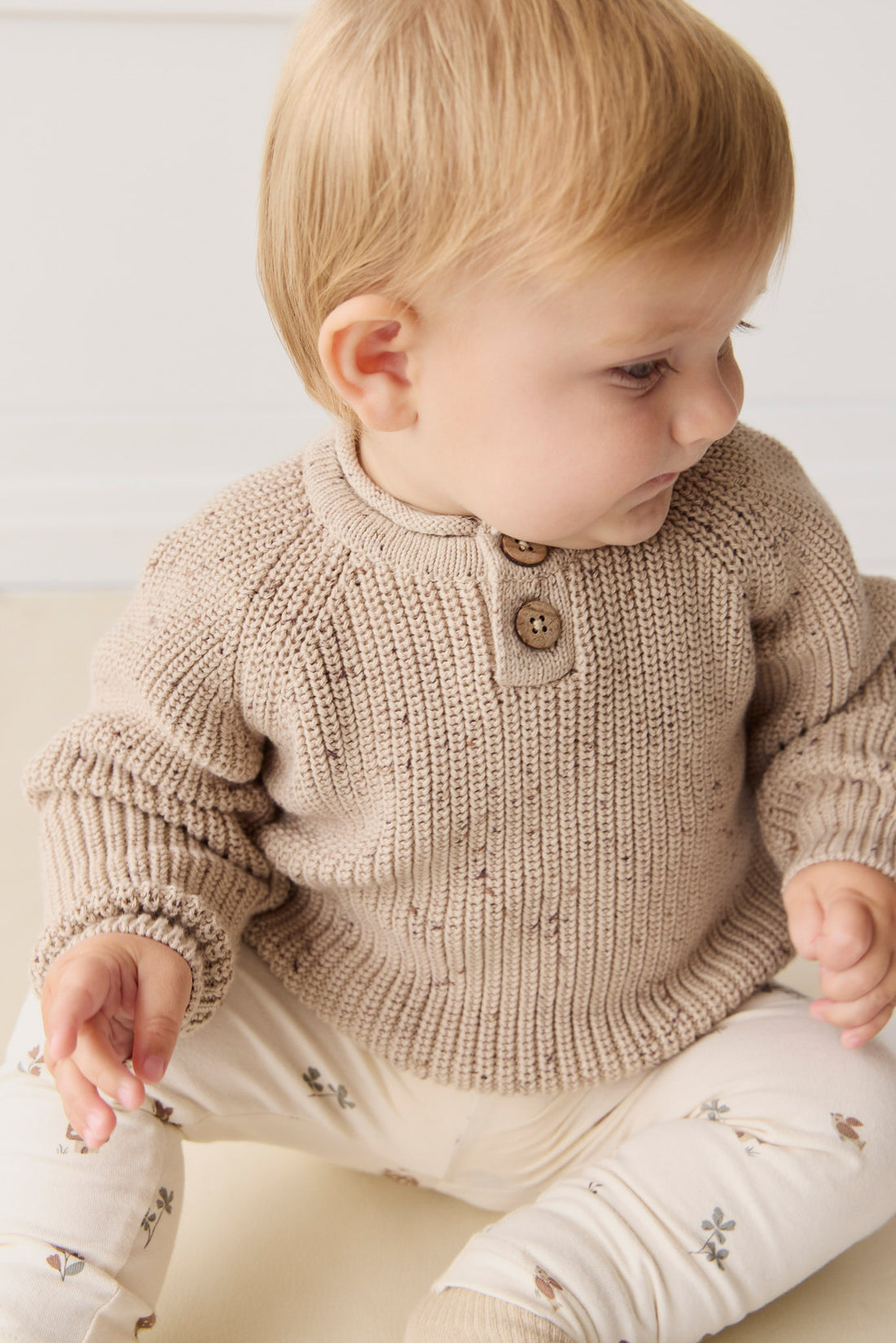 Sam Knitted Jumper - Malt Fleck Childrens Jumper from Jamie Kay NZ